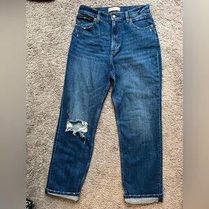 Abercrombie & Fitch Distressed Ankle Straight Ultra High Rise Jeans